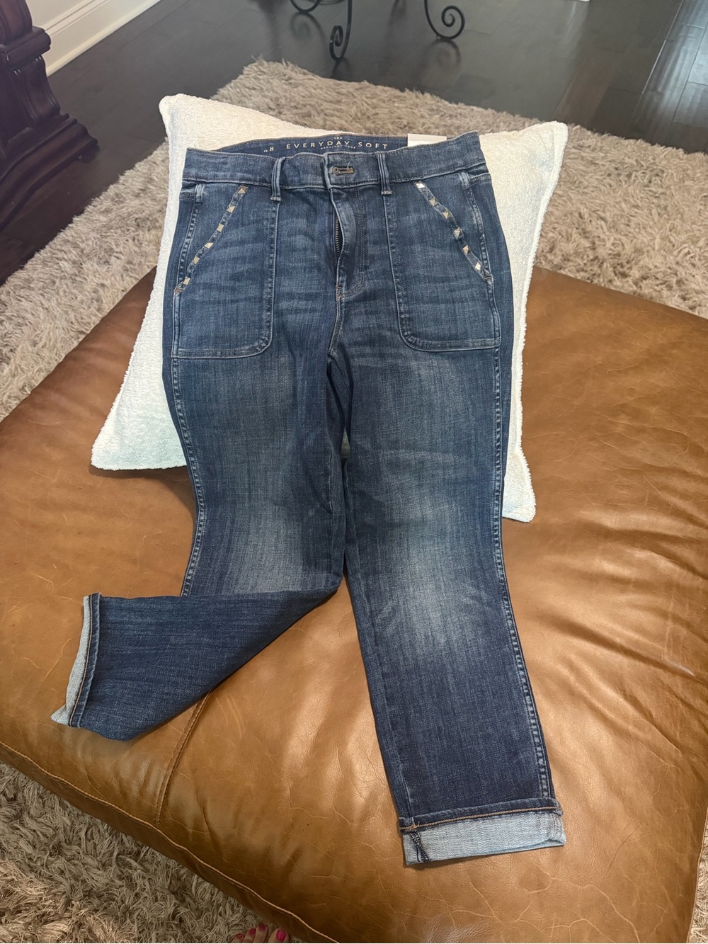White House Black Market Dark Blue Cropped Relaxed Jeans